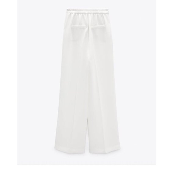 ZARA FLOWY High-Waisted WIDE LEG MENSWEAR STYLE PANTS WHITE 2338/795 NWT Size XS - Picture 4 of 14